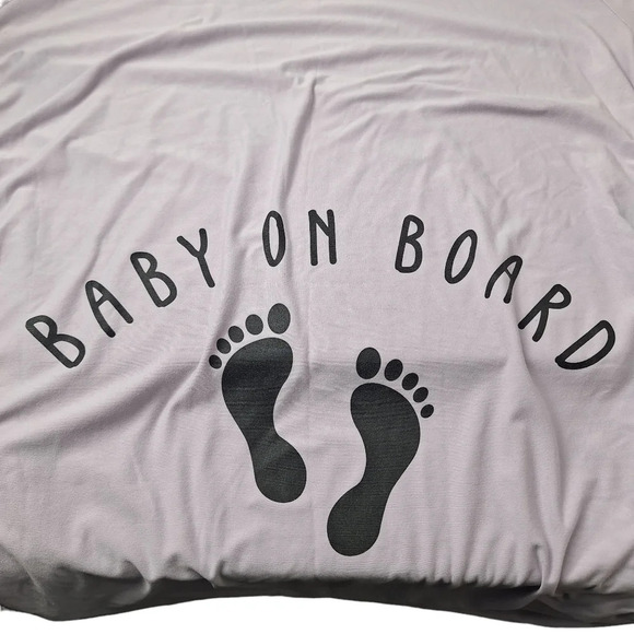 Time & Tru Lilac Baby On Board Side Ruched Short Sleeve Tee Shirt Size XL - Picture 3 of 7